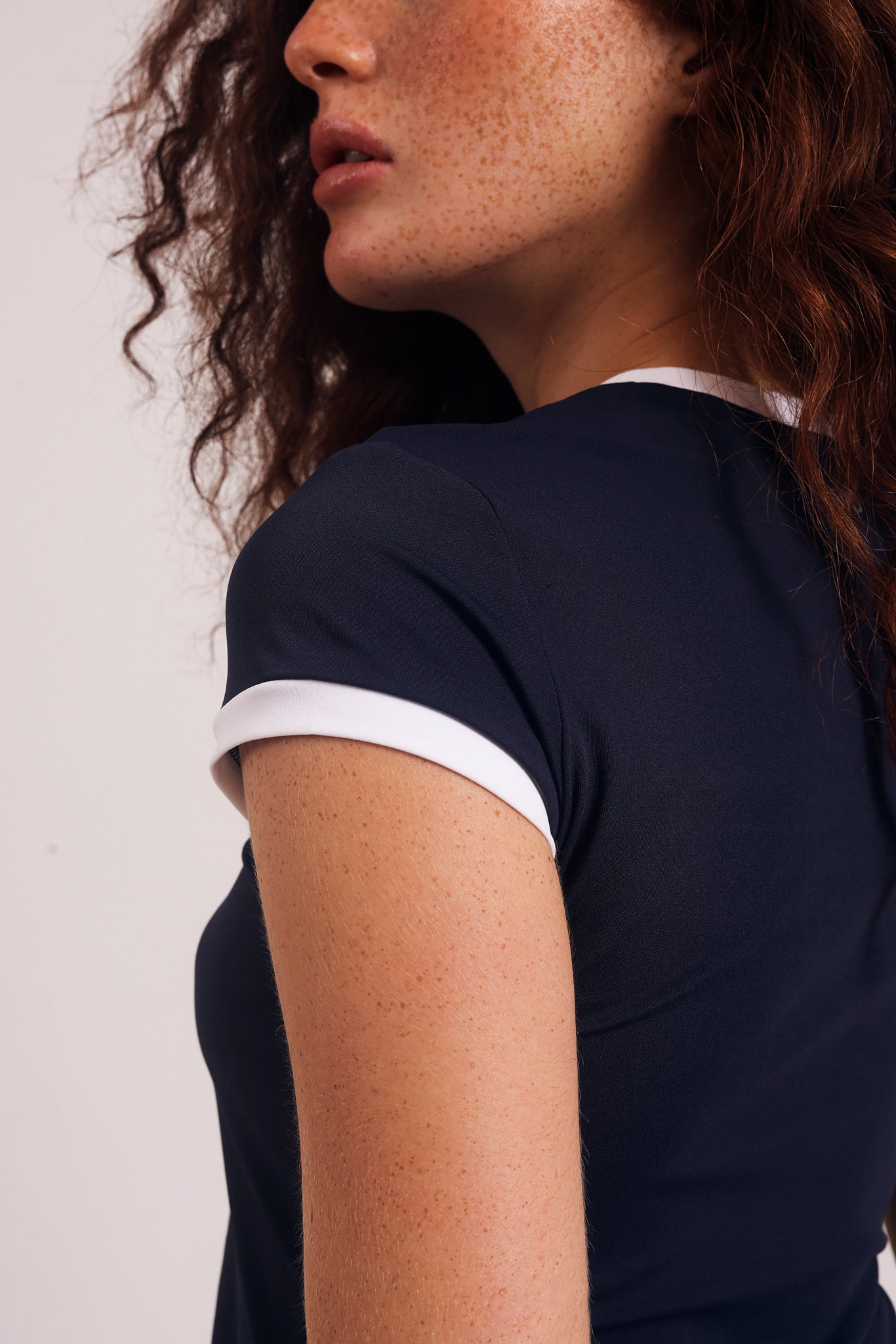 Air Soft Short Tee Navy Blue & White
