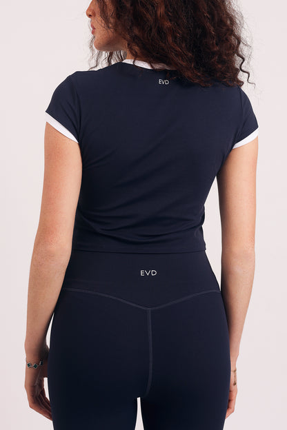 Air Soft Short Tee Navy Blue & White