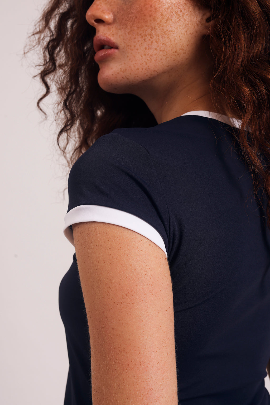 Air Soft Short Tee Navy Blue & White