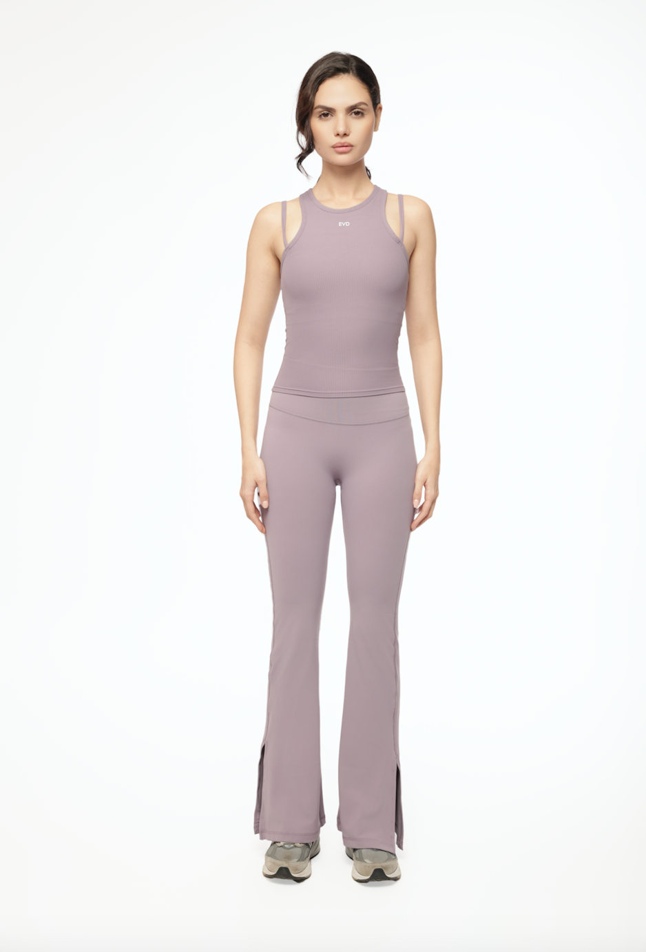 SEAMLESS HIGH-RISE FLARED PANT TARO LATTE